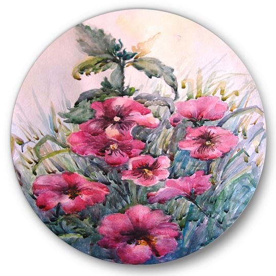 Designart - Blossoming Hibiscus In The Wild - Traditional Metal Circle Wall Art